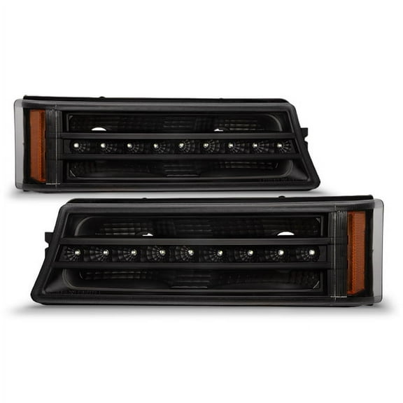AKKON - For 2003-2006 Chevy Silverado Avalanche 1500 2500 3500 Amber Black LED Bumper Turn Signal Lights Pair