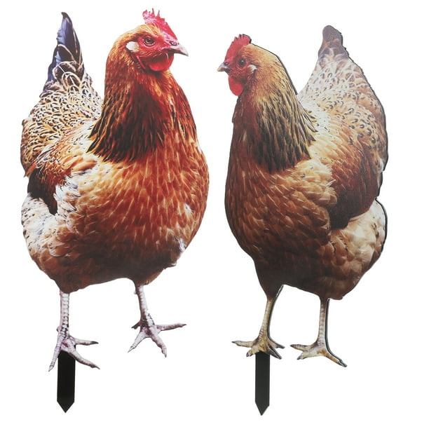 2 estacas decorativas acrílicas para gallinas de jardín, césped o suelo.