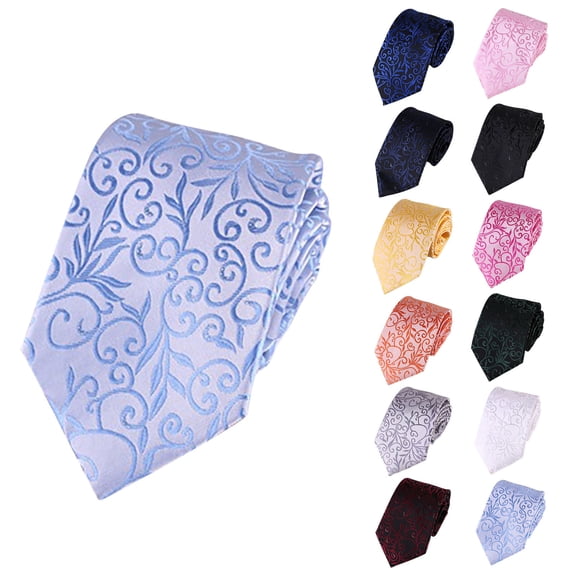 RYDCOT Men Classic Neck Tie Floral Paisley Satin Silk Necktie for Business Wedding formal Occasion