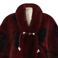 thumbnail image 4 of UTSJKR Women Heart Pattern Faux Fur Trim Poncho Cape Pearl Tassel Detail Warm Wrap Coat for Fall Winter Daily Dressing Wine, 4 of 4
