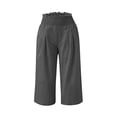 thumbnail image 7 of Bloomae Womens Cropped Pants Wide Leg High Smoked Waisted Palazzo Pants Summer Flowy Beach Lounge Casual Cropped Trousers with Pockets Dark Gray XXL, 7 of 7
