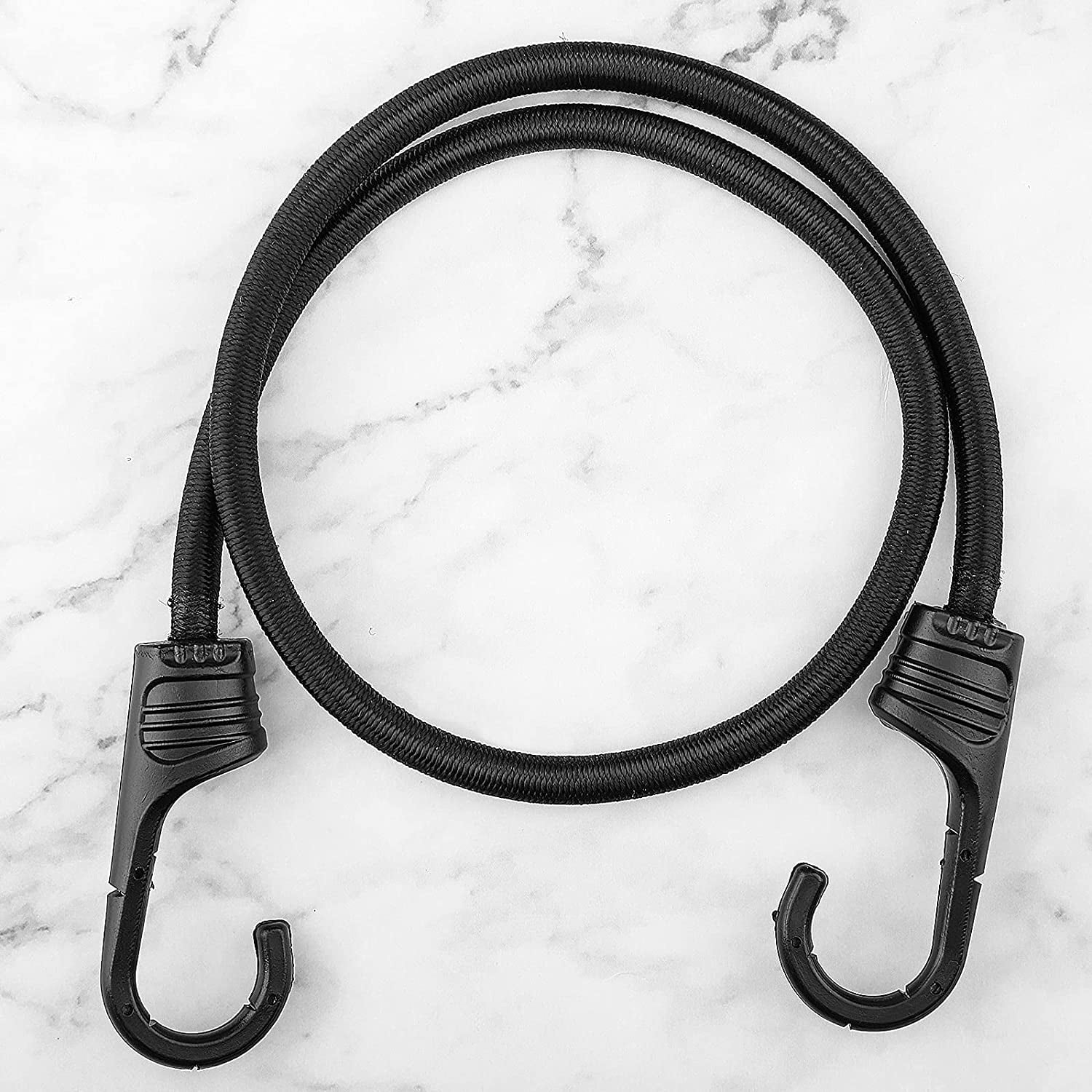 60 Inch Black Bungee Cords with Hooks Heavy Duty, 4 Pack