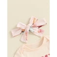 thumbnail image 5 of Bagilaanoe 3Pcs Newborn Baby Girl Shorts Set Short Sleeve Letter Print Romper Tops + Ruffled Shorts + Headband 3M 6M 12M 18M Infant Casual Summer Clothes, 5 of 7