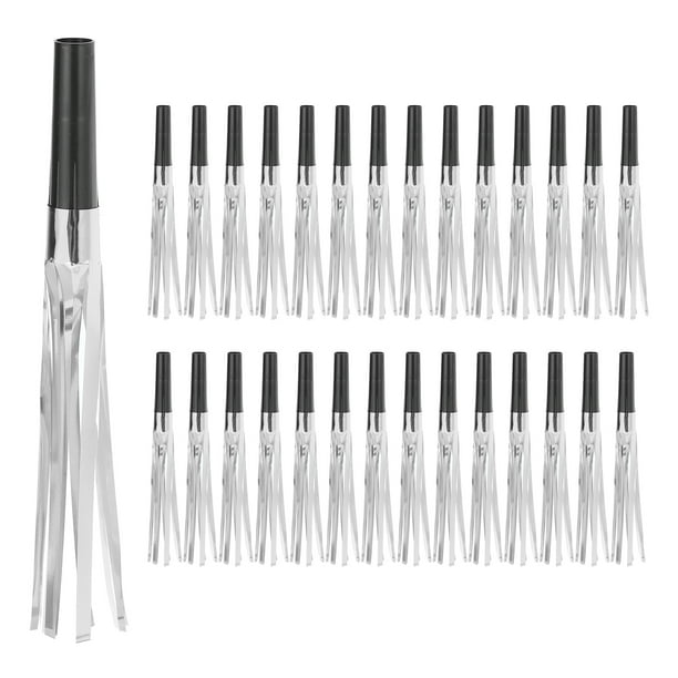 Uxcell 60 Pcs Silbatos de Ruido, Silbatos de Fiesta con Flecos Metálicos para Favor de Fiesta, Tono Negro/Plata
