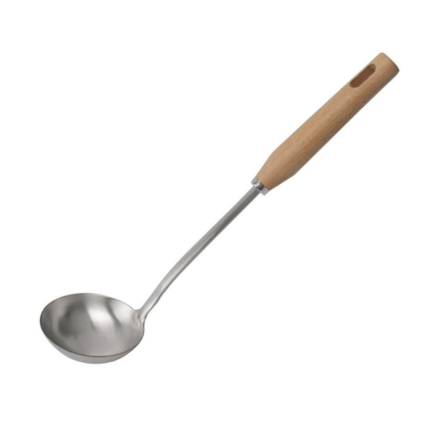 Cucharón de sopa Unique Bargains acero Inoxidable Mango madera Diseño Restaurante cocina tono Plateado