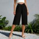 thumbnail image 3 of Pantalones de Pierna Recta de Lino para Mujeres Verano Suelto Color Sólido Cintura Elástica con Bolsillos Pantalones de Pierna Recta Casual, 3 of 6