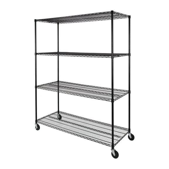 Seville Classics UltraDurable® 4-Tier NSF Steel Wire Shelving, 60" W x 24" D, Black