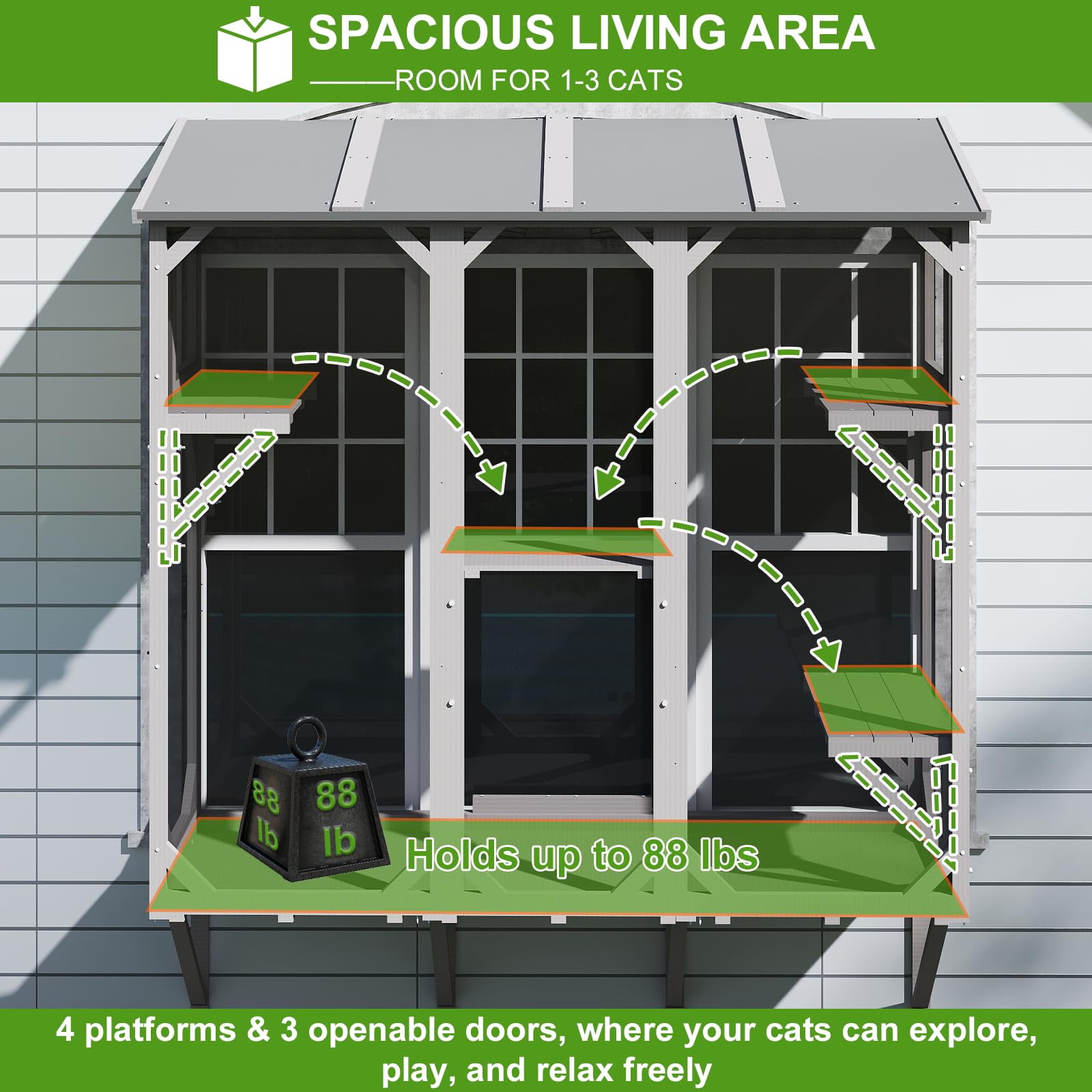 Gowoodhut Cat Window Box,Wooden Window Catio for Indoor Cats,Expandable Outdoor Enclosure