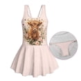 thumbnail image 6 of Tutolipy Highland Cow Floral Print Beach Swimwear, Skirt Design Breathable Girls Swimsuit for Summer, Size 6-7 Years, 6 of 8