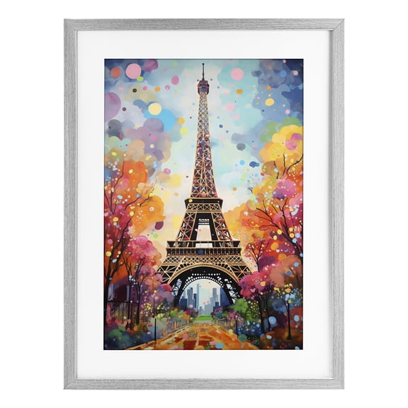Stupell Industries Eiffel Tower with Colorful Trees Gray Framed Print Under Glass, design by Creative Studio