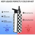 thumbnail image 4 of 32oz Checkered Stainless Insulated Aater Water Bottle with Straw,Checkered Gym Hiking Sports Coffee Mug Cup Water Bottles,Checkered Gifts for Women,Checkered Decor Stuff Accessories, 4 of 6