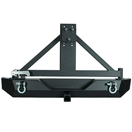 Jeep Bumper Tire Carrier - Paramount Restyling 51-0015 Black Rear Heavy Duty Rock Crawler Bumper with Tire Carrier (Jeep Wrangler YJ/TJ)