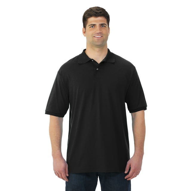 Jerzees Mens SpotShield Short Sleeve Jersey Sport Shirt, 5X, Black