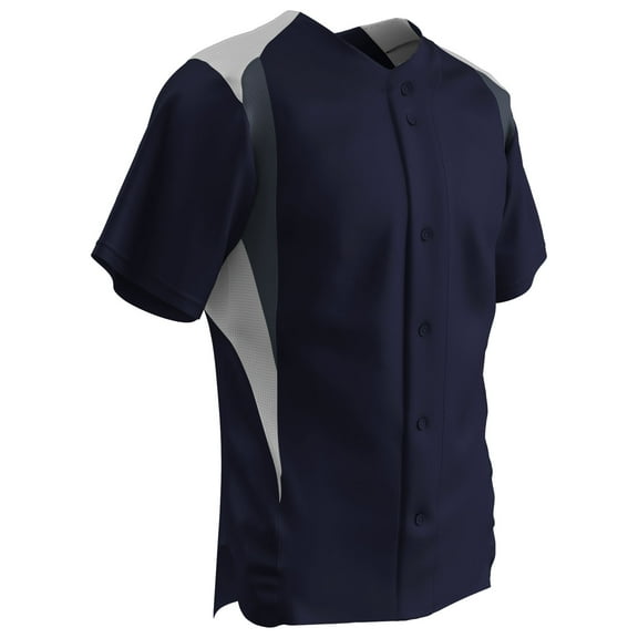 Champro Bull Pen Full-Button Baseball Jersey Navy w/ Black and White Highlights