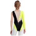 thumbnail image 2 of Sholeno Gymnastics Leotard for Girls One Shoulder Long Sleeve Ballet Bodysuit Tumbling Dance Outfit Fluorescent Yellow 6, 2 of 7