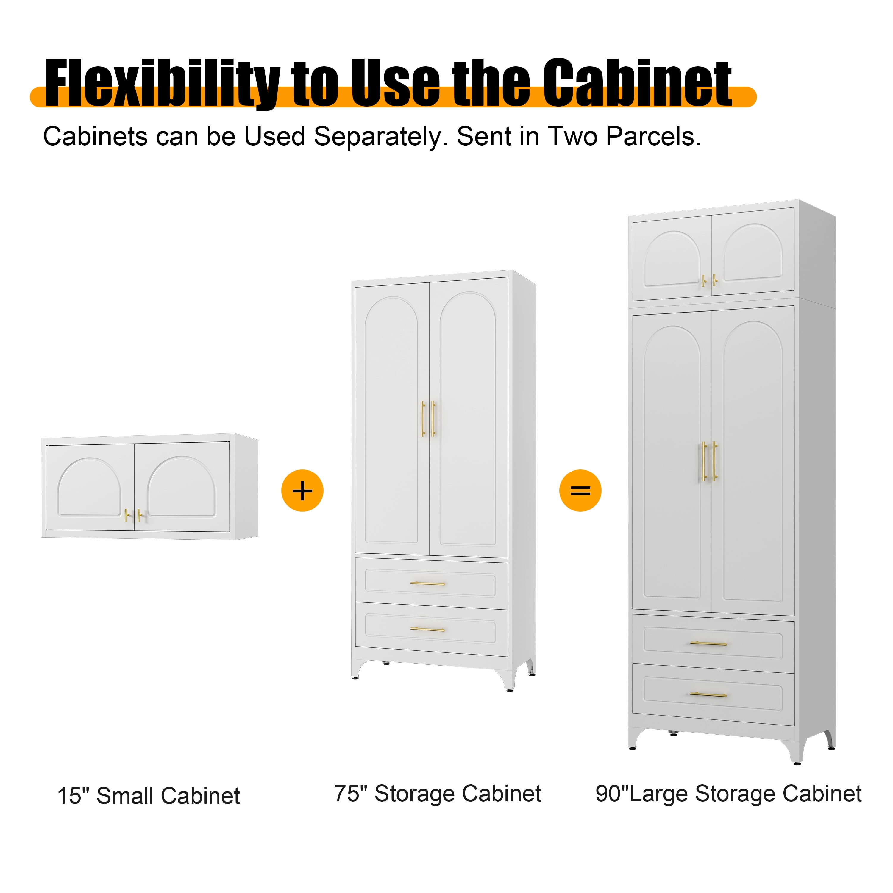 Polup 90" Tall Pantry Cabinet with Two Drawers, Kitchen Metal Storage Cabinets with Doors and Shelves,White, Assembly Required