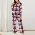 thumbnail image 6 of Salouo Heart Plaid Pattern Women's Pajamas Set Long Sleeve Button Down Sleepwear Soft Pj Lounge Sets for women 2 Piece Pjs Set with Long Pants -Medium, 6 of 8