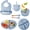 Light Blue, variant on Baby Feeding Set,6 Piece，Baby Led Weaning Supplies with Suction Bowl Divided Plate, Toddler Self Feeding Dish Set with Spoons Forks Sippy Cup Adjustable Bib, Eating Utensils for 6+ Months