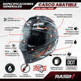 thumbnail image 3 of Casco deportivo para moto Rasen, negro con diseño de cráneo gris naranja XL, 3 of 10