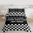 thumbnail image 2 of Homewish Car Theme Boy 3 Pieces Queen Comforter Set,Black White Ultra Soft Bedding Sets,Geometric Plaid Bedding Comforter Set,Luxury Bedroom Decor,Reversible, 2 of 8
