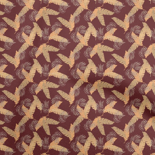 oneOone Georgette Viscose Red Fabric Leaves Sewing Craft Projects Fabric Prints By Yard 42 Inch Wide-aA