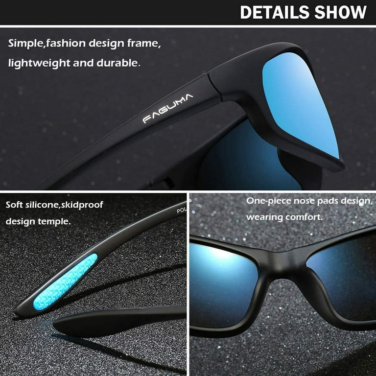 FAGUMA Polarized Sports Sunglasses For Men Cycling Driving Fishing 100% UV  Prote