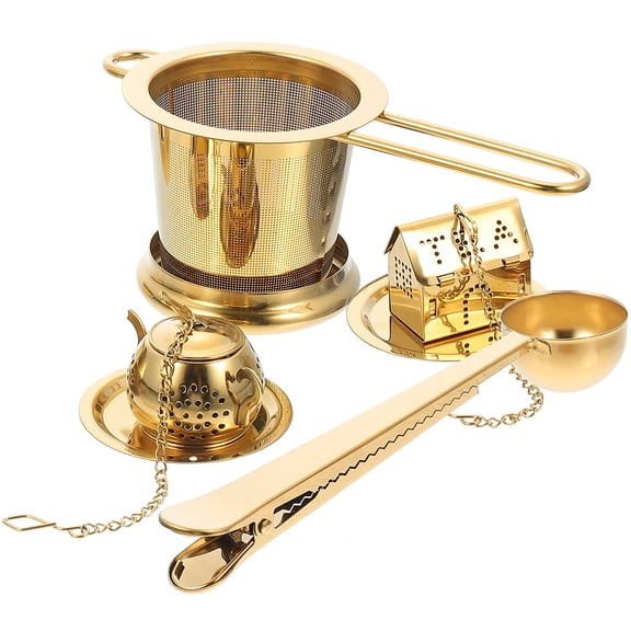 SEWCHICS 1Set Golden Stainless Steel Tea Infuser Filter for Loose Leaf Home Use