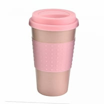 ACDANC Wheat Straw Coffee Tea Mug with Silicone Lid,Takeaway to Go Travel,Tea Cup with Lid Wheat Straw Reusable Environmentally Eco Friendly Portable Dishwasher Safe,12 Oz Cup (Pink)