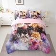 thumbnail image 2 of Castle Fairy Cartoon Floral Cats Bedding Comforter Set,Vintage Flowers King Bedding Sets, 2 of 8