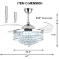 thumbnail image 2 of Sedeke 42'' Ceiling Fans with Light, Silver Retractable Crystal Chandelier Fan, Reversible, Remote Control, Dimmable Ceiling Light Kits for Dining Living Room Silver, 2 of 12