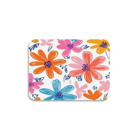 

Dish Drying Mat Diatomite Kitchen Mats Counter Absorbent Dish Pad Drainer Rack Orange and Pink Flower Pattern