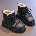 thumbnail image 5 of Otqutp Girls Snow Boots Winter Faux Fu𝗿 Lined Sherpa Plush Ankle Boots Kids Waterproof Pu Leather Platform Hiking Shoes, 5 of 5