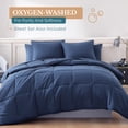 thumbnail image 6 of Full Bed Set Pre-Washed – Brushed Microfiber Full Size Bed in a Bag with Comforter, Flat Sheet, Fitted Sheet, 2 Pillowcases & 2 Shams – Brushed Full Size Bed Set - Navy, 6 of 8