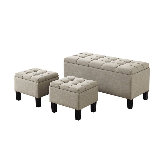 WyndenHall Lancaster 3 Piece Rectangular Storage Ottoman Bench