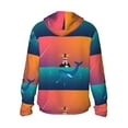 thumbnail image 3 of Uemuo Lighthouse and Whale Pattern Women's Full Zip UPF 50+ Sun Protection Hoodie Jacket Long Sleeve Sun Shirt Hiking Outdoor Performance with Pockets-3X-Large, 3 of 9