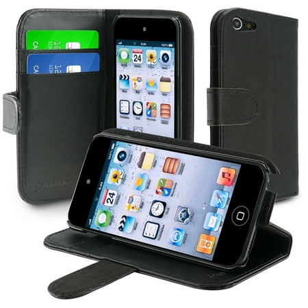 Insten Leather Wallet Case with Card Holder For Apple iPod touch 6 6th 5 5th Gen, Black