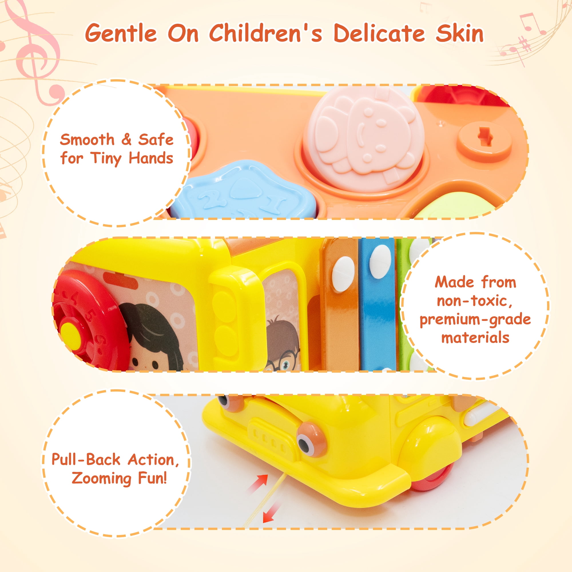 SaveJoy Toddler Busy Bus Learning Toy Montessori Baby Sensory Toys,Educational Gifts for Kids Boys & Girls
