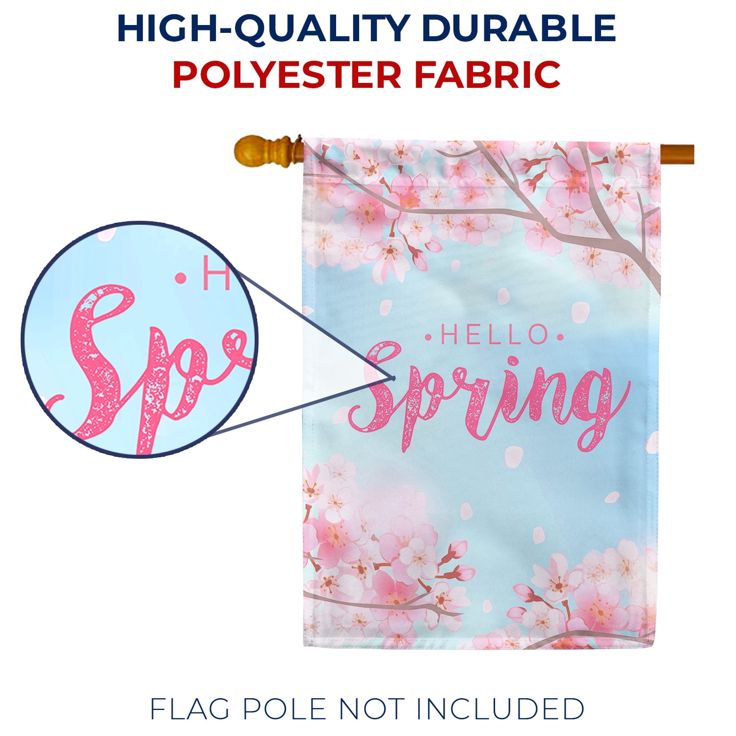 America Forever Hello Spring House Flag 28 x 40 Inch Floral Double Sided Seasonal Outdoor Yard Decorative Colorful Spring Summer Flower Blooms Cherry Blossom House Flag
