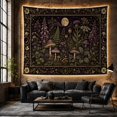 thumbnail image 6 of Floral Garden Nocturnal with Botanical Ornate Border, Nostalgic Vintage for Botanical Art Lovers, Wall Decor, Valentine'S Day Gift, Tapestry Wall Hanging for Dorm and Living Room, 6 of 7