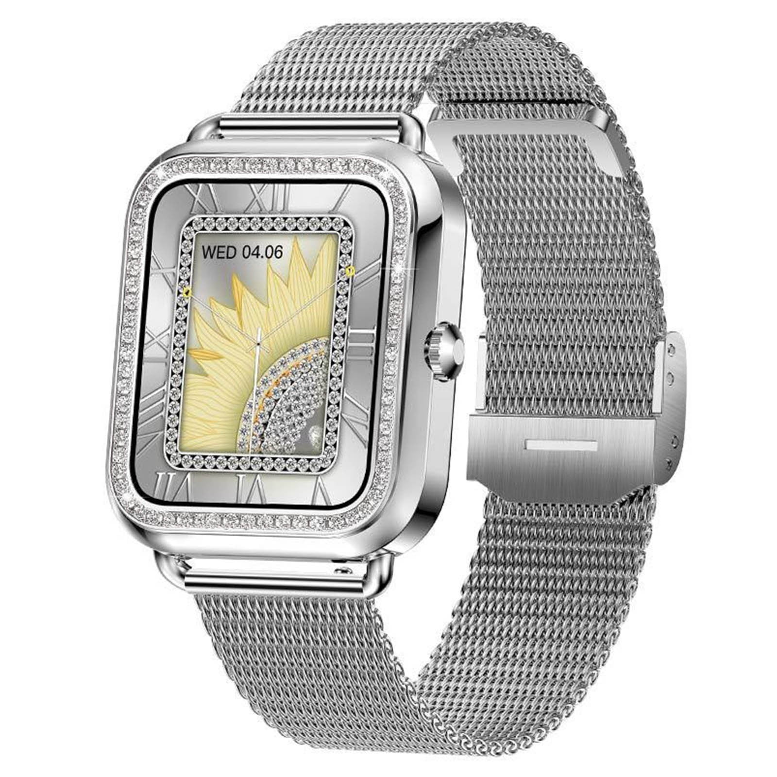Smart Watch, Smart Watches for Women, Women's Smart Watch 1.57 in Smart Watch for Android and IOS Phones IP68 Water Fitness Watch Voice Features for Women and Men, Smart Watches for Men(Silver B)