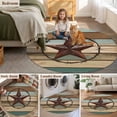 thumbnail image 6 of Retro Texas Star Washable Round Area Rug 6 ft, Vintage Country Star, Soft Non Slip Rugs Stain Repellent Indoor Felt Carpet for Living Dining Room Bedroom Home Office, 6 of 9