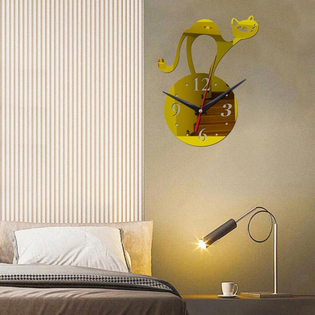 Relojes de pared Espejo Relojes de Funciona marco Sin tictac Irregur para decoración del hogar Decoración Oro Baoblaze reloj decorativo