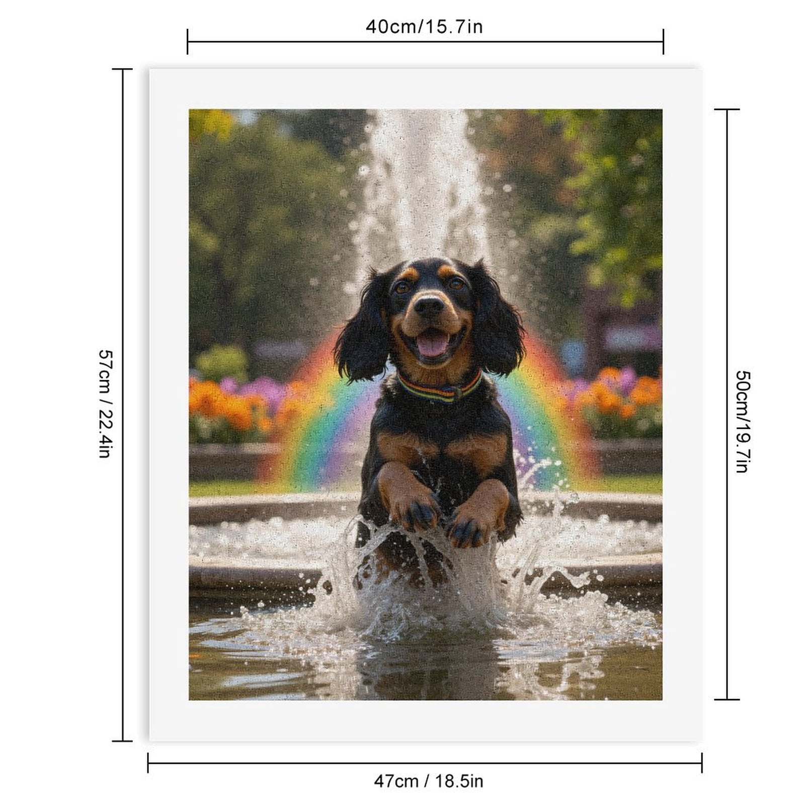 Paint By Numbers Kit for Adults Beginner - DIY Dog Joy Fountain Rainbow Splash Canvas Painting Kits for Adults, Frameless Paint By Number for Adults for Home Wall Decor 16x20 Inch