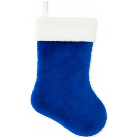 Plush Blue Classic Christmas Stocking