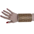 thumbnail image 1 of Women Long Cuff Bracelet Gold Metal Geometric Brown Bling Jewelry, 1 of 10