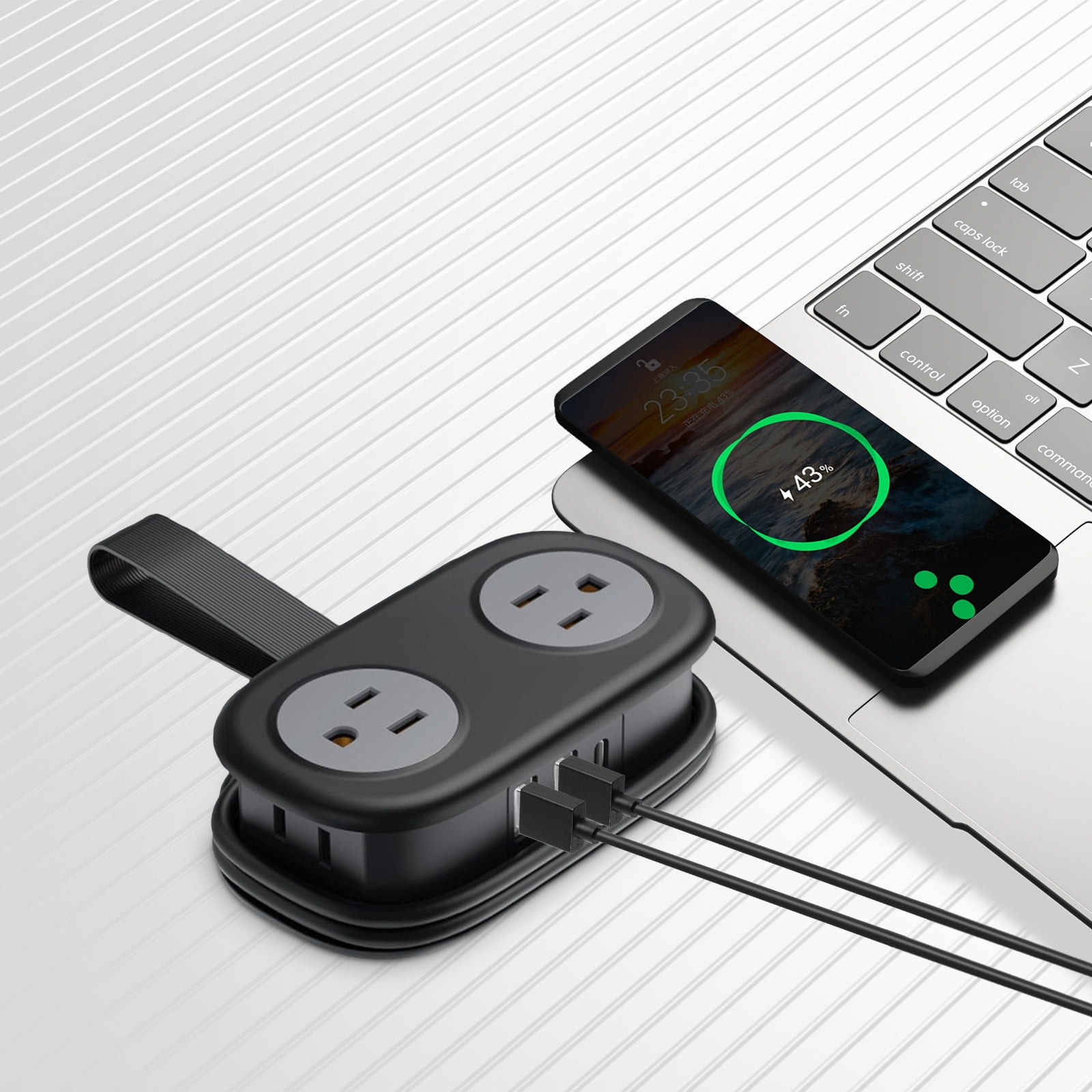 Travel Power Strip, Travel Extension Cord, Mini Extension Cord with 4 Outlets 3 USB Ports (1 USB C) with 4FT Wrapped Short Extension Cord Small Power Strip, Suitable for Home Hotel Travel