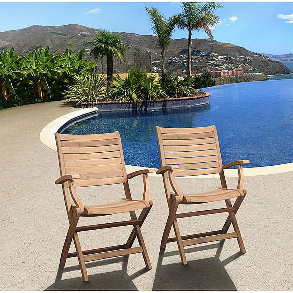 Amazonia Teak Wood Outdoor Folding Armchairs (Set of 2)