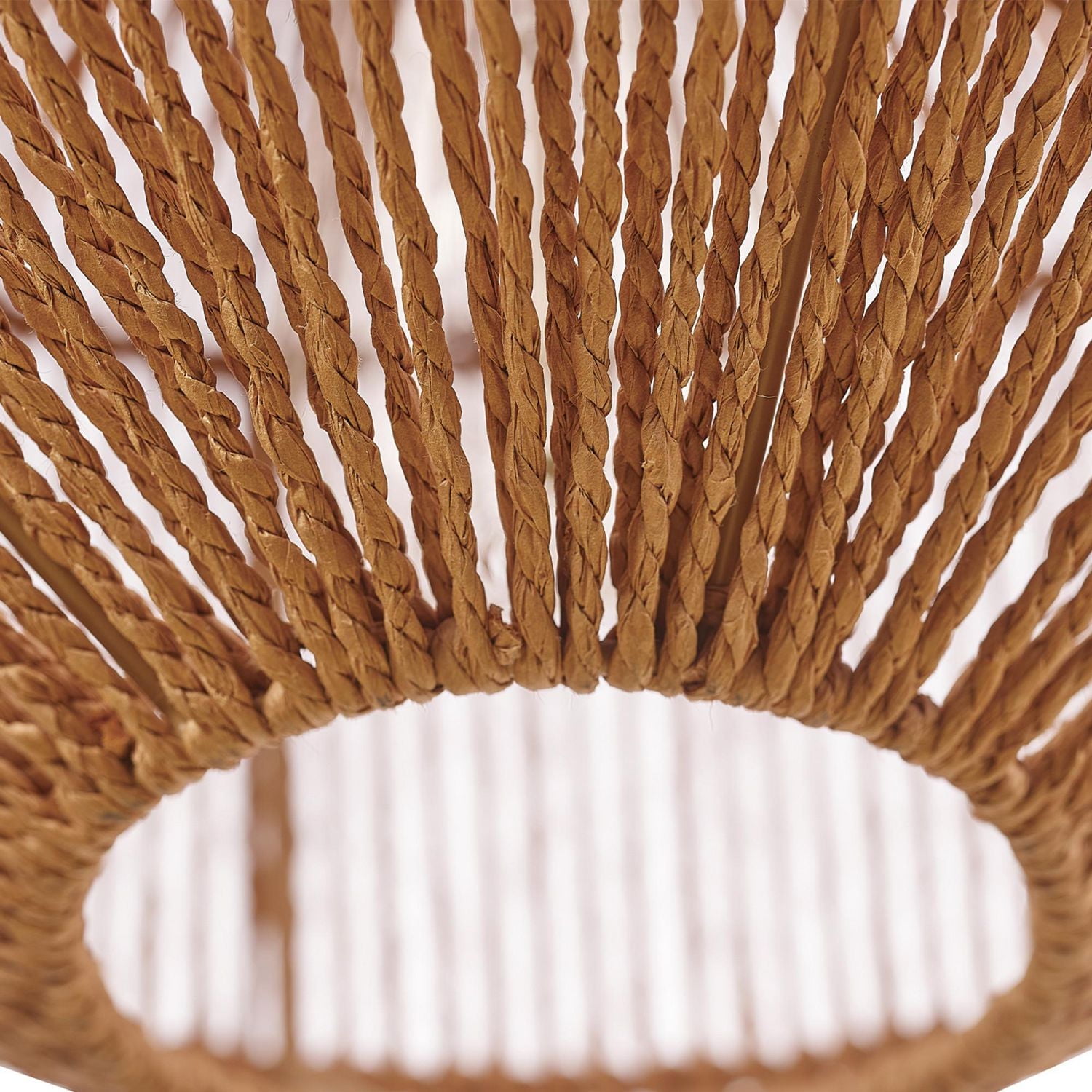 Lotus 1-Light Pendant Lighting, Natural Twine Shade, Black Fabric Cord