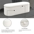 thumbnail image 4 of KOSSMAI Oval Upholstered Tufted Strip Storage Bench Ottoman 45.5" For Living Room Bed Room Entry White, 4 of 6