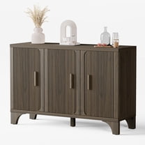 Furnibear 47" Fluted Buffet Cabinet with Storage Accent Sideboard,Modern Credenza with 3 Doors,Wood Coffee Bar Table Console for Dining Room Kitchen Living Room Entryway,Walnut Brown
